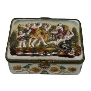 Late 19th Century Capodimonte Porcelain Hand-Painted Lid Trinket Box